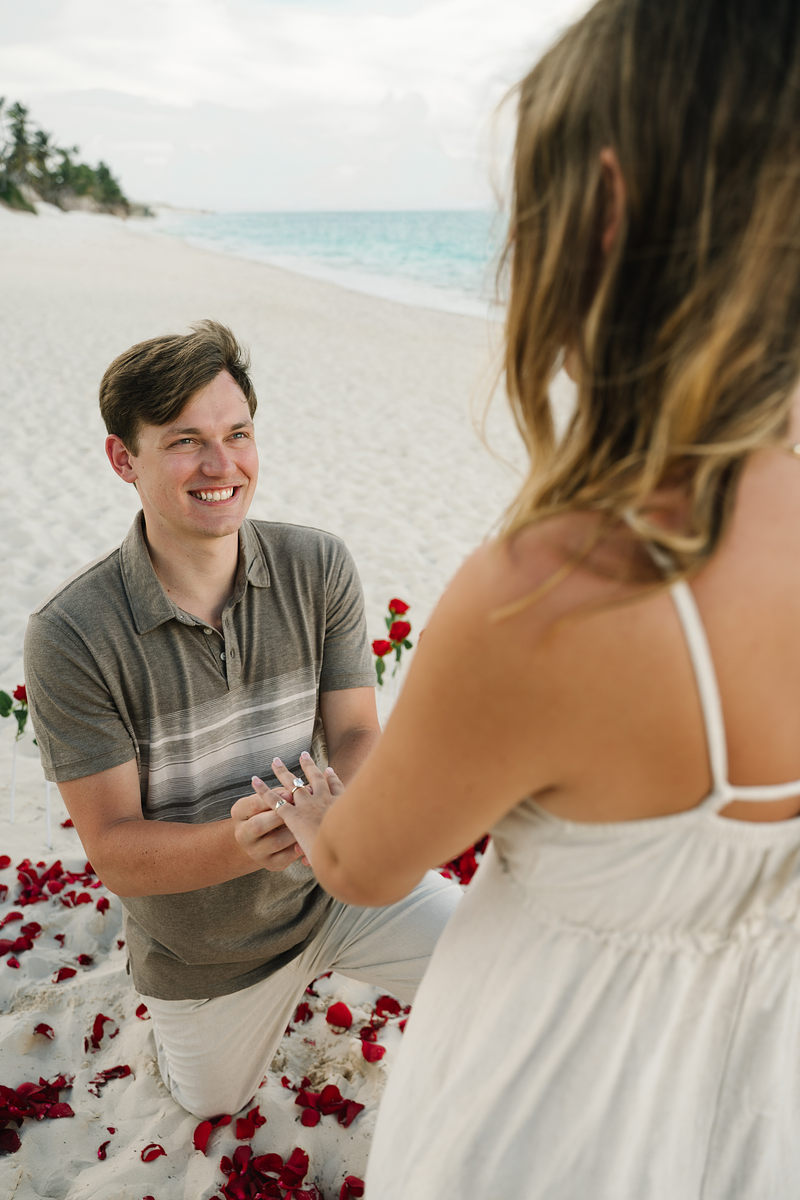 Jake down on one knee in Punta Cana.